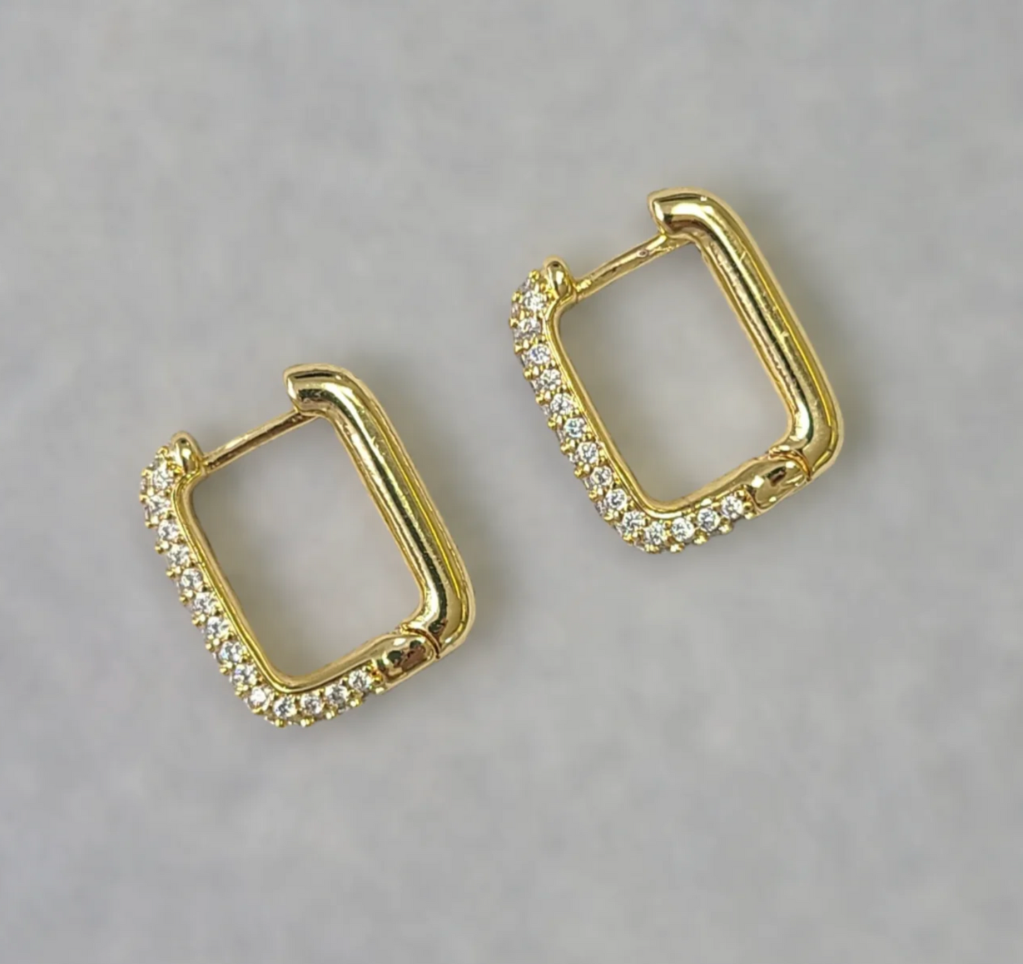 Square Pave Hoop Earring