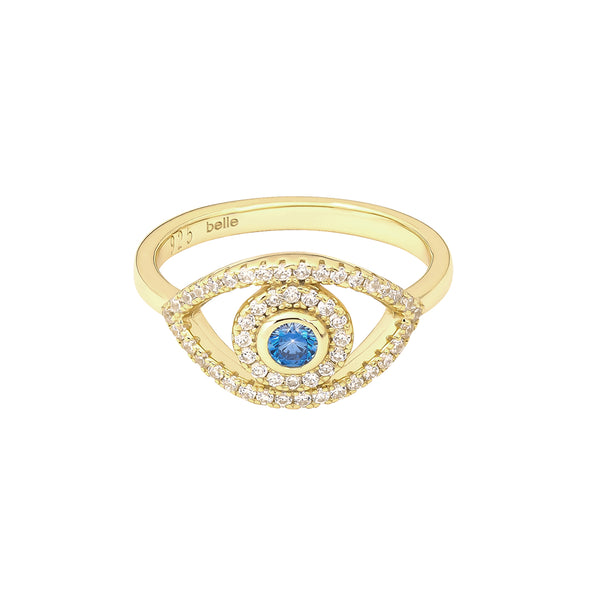 Aquamarine Evil Eye Ring