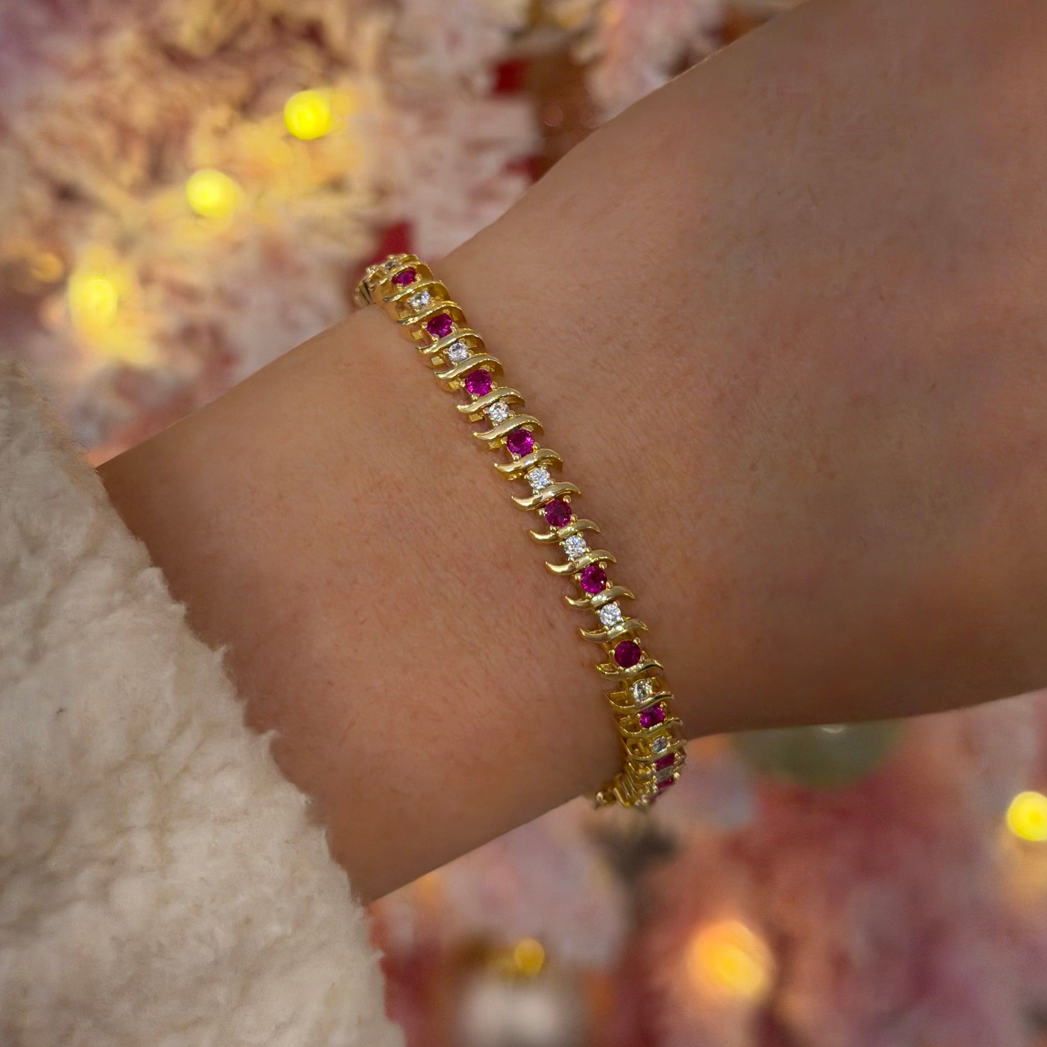 Ruby Wave CZ Tennis Bracelet