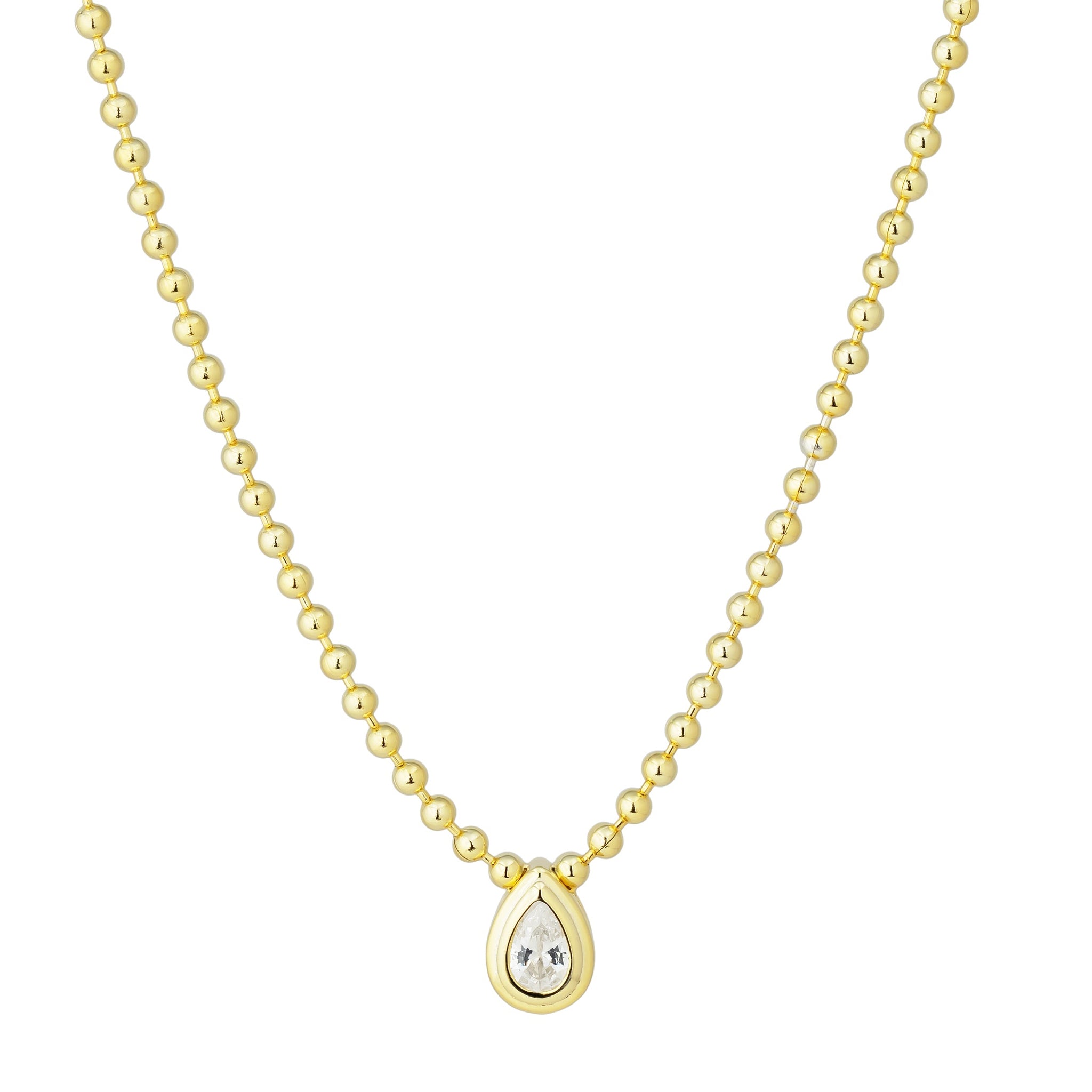 teardrop ball bead cz necklace
