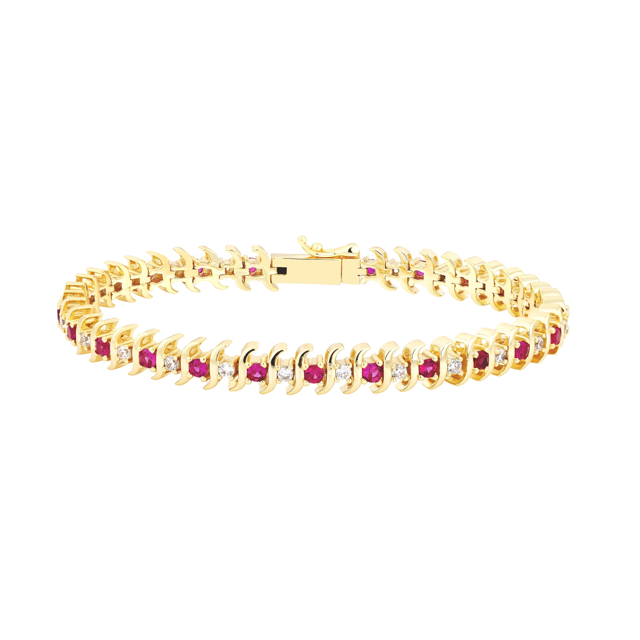 Ruby Wave CZ Tennis Bracelet