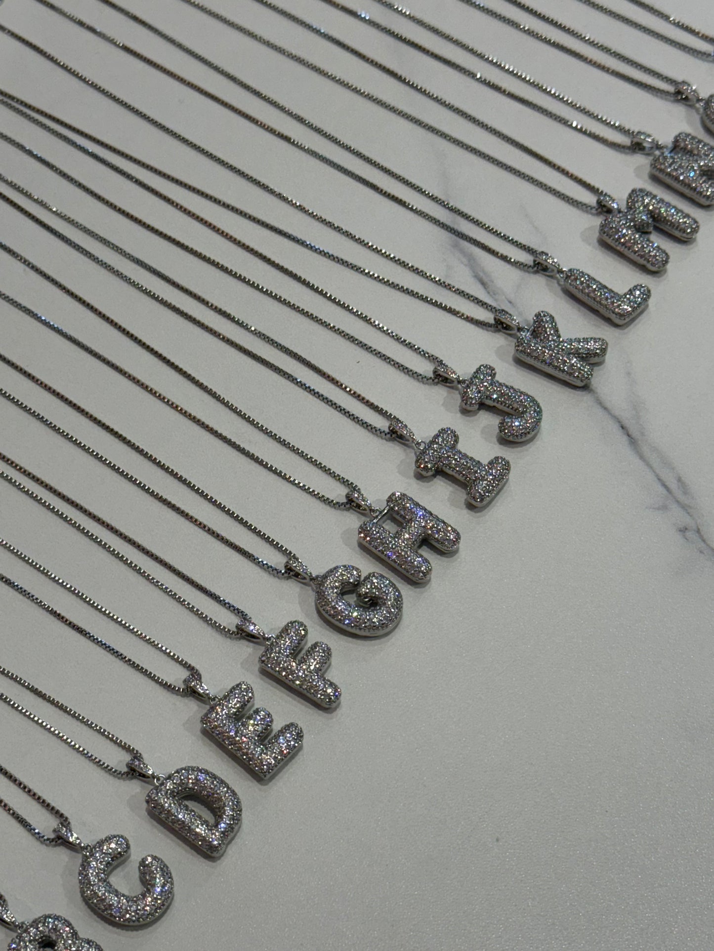 Silver Bubble Letter Necklace