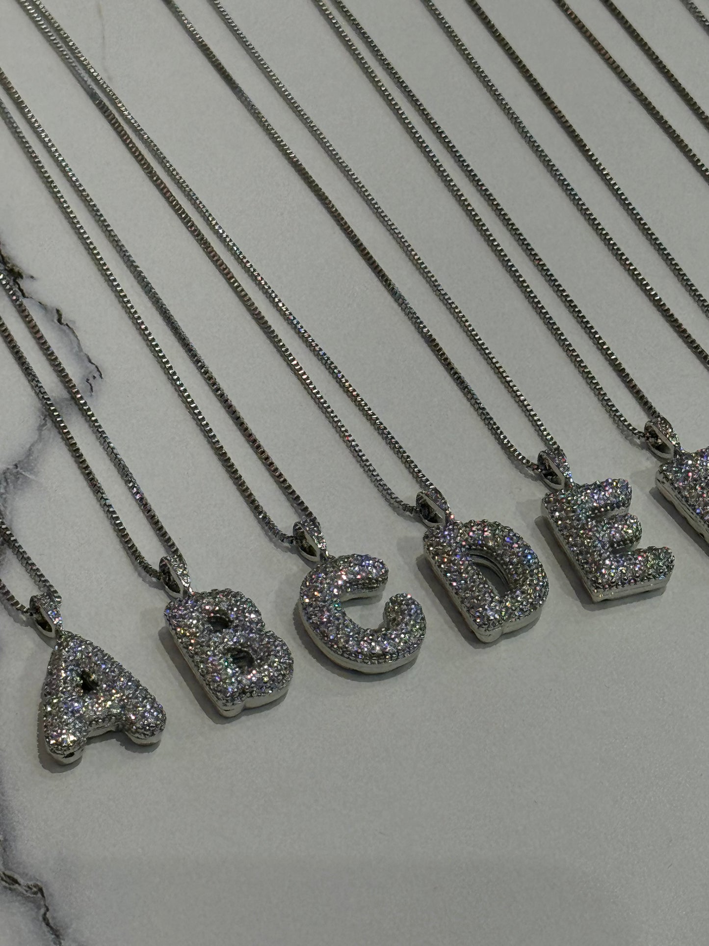 Silver Bubble Letter Necklace