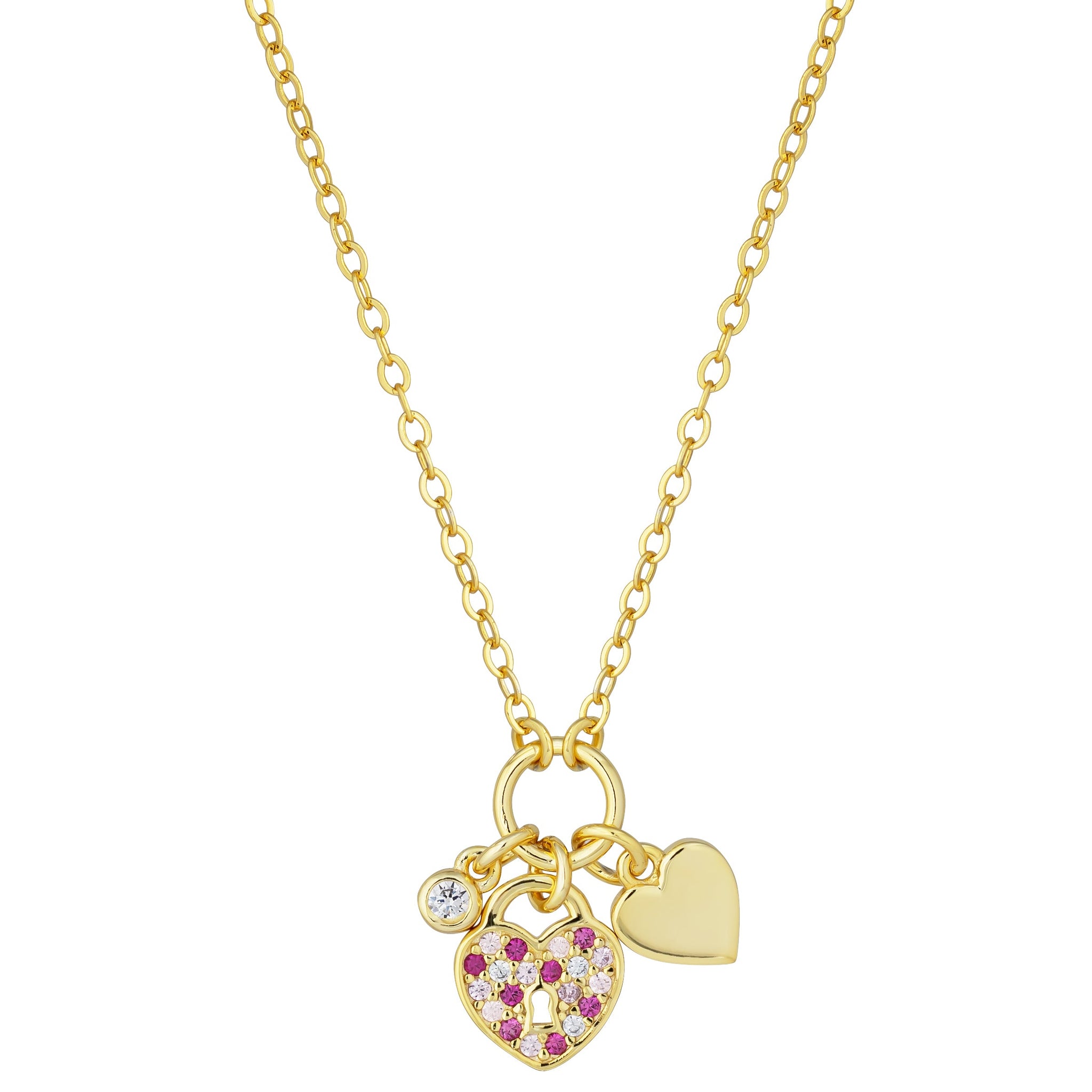 love lock charm cz necklace