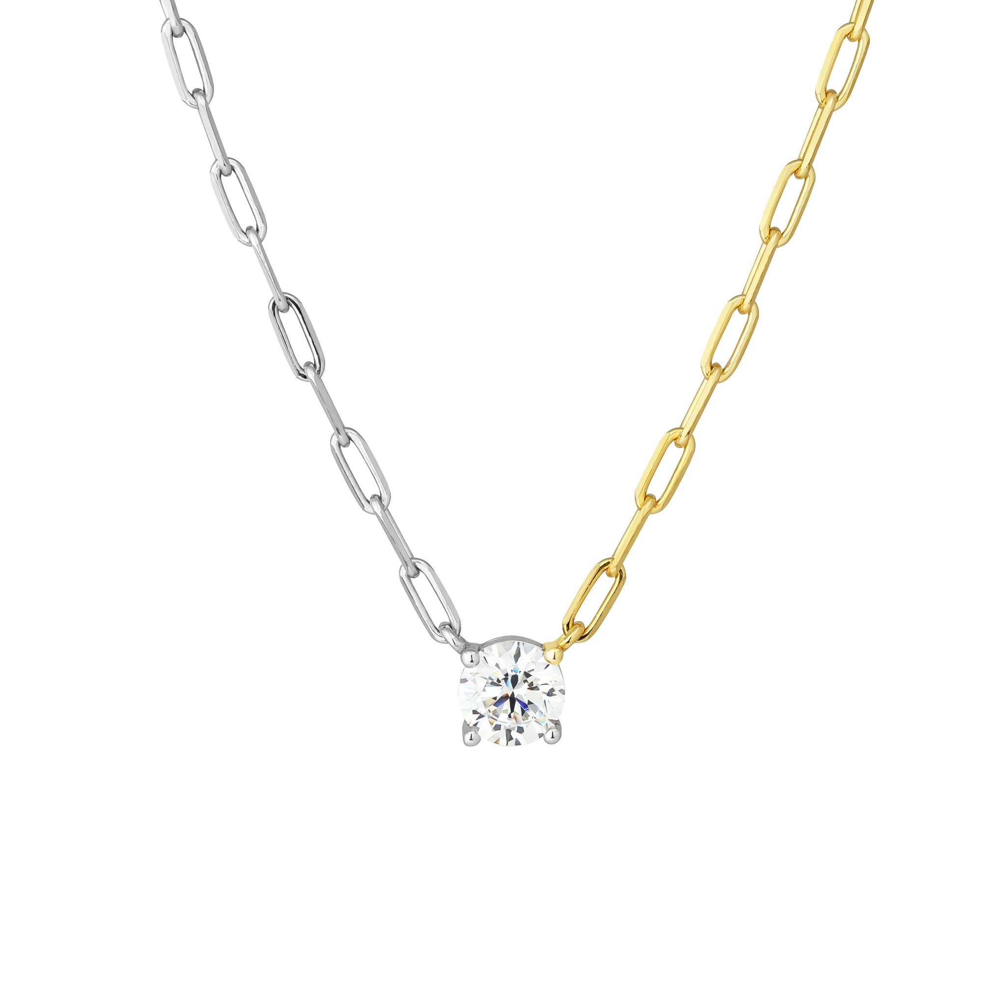 Timeless Chain CZ Necklace | two tone