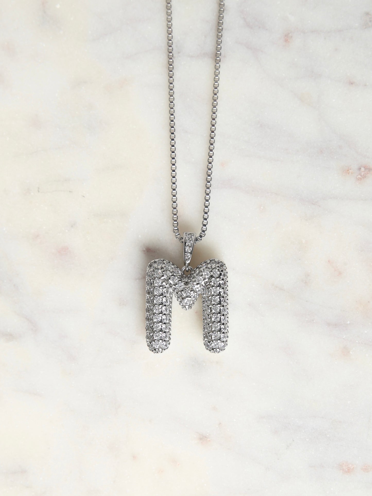 Silver Bubble Letter Necklace