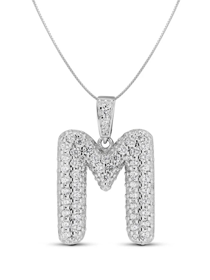 Silver Bubble Letter Necklace